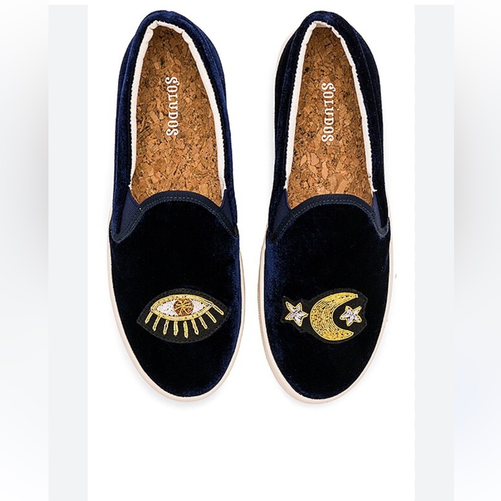 Soludos Celestial Slip On Velvet Sneaker in Navy in 37/6.65US